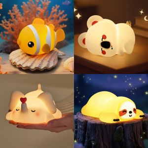 Cute Animal Led Night Light Bedroom Bedside Table Lamp for Nursery Toddler Kids Toy Birthday Gifs Silicone Rechargeable Portable