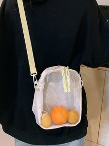 Cute Transparent Korean Style Crossbody Bag for Girls Student Mommy Bag Fresh Minimalist Square Bag with Baby Casual Leisure