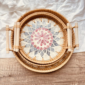 Handwoven Shell Bread Basket Fruit Tray Danish Style Home Decorative Basket Vietnamese Wickerwork Basket Traditional Chinese Design