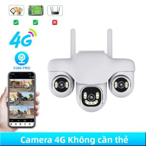 Camera Ngoài Trời 15MP Ba Ống Kính PTZ Zoom 10X Hỗ Trợ 4G Tầm Nhìn Ban Đêm Chống Nước Tự Động Theo Dõi Hệ Thống An Ninh Nhà Thông Minh V380