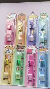 5pcs Stationery set pencil Sharpener Eraser Ruler Set