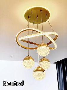 Lampu Gantung Kristal LED Remote 3 Warna Mewah Chandelier Lampu Hias Interior Minimalis Ruang Tamu Bar Restoran Kamar Tidur Lampu Hias Gantung