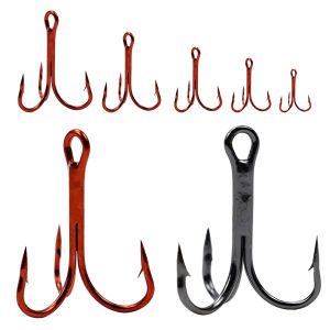 20Pcs Fishing Tackle Treble Fishhook Carbon Steel Barbed Treble Hooks Sharp for Saltwater Freshwater