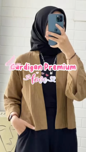 Belia Outer Wanita Crop Lengan 3/4 Outer Kiyowo Cardi Crop Linen Crinkle