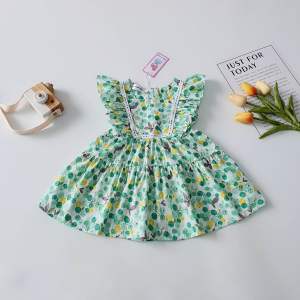 Váy Nơ Cổ Hoạ Tiết Hoa Nhí Bé Gái 4 Đến 28kg Đầm Bé Gái Chất Đũi Xốp - V069