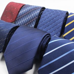 Business Formal Blue Striped Tie for Men Wedding Ceremony Work Interview Groomsmen Ties Wide 8cm Necktie Color Fastness