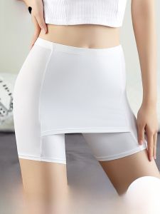 Miiow | White Safety Pants Womens Ice Silk High Waist Short Shorts Non-Rolling Edge Underwear For Preventing Exposure And Blocking Triangle Area