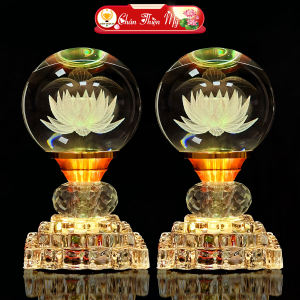 Đèn Thờ Pha Lê Quả Cầu LED 7 Màu CHÂN THIỆN MỸ Trang Trí Bàn Thờ Phật Gia Tiên PLC-03