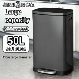 20L/30L/50L Tong Sampah Besar Tong Sampah Bertutup Dapur Rubbish Bin Stainless Steel Dustbin Kitchen Recycle Trash Can