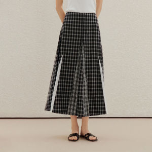 INMAN | Irregular Color Block Embroidery A-Line Skirt
