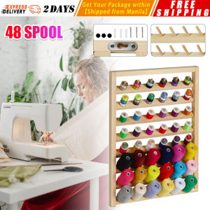 48 Spool Sewing Thread Rack Wooden Wall Hanging Thread Rack Multi-Spool Shelf Organizer Machine Sewing Storage Holder Quilting Knitting Tool Decorations Sewing-Thread-Rack