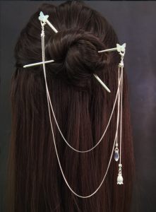 Handmade Simple Double Chain Hairpin Trendy Tassel Hairpin Versatile Daily Use Alloy Vintage Style Hair Accessories