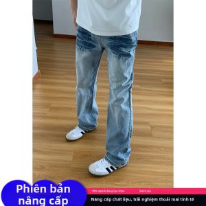 Quần Jeans Nam Màu Sáng Có Lớp Cách Nhiệt Kiểu Dáng Chuông Ống Quần Thẳng