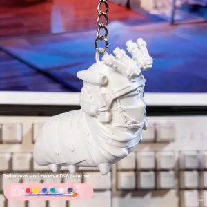 Creative Funny 3D Printed Worm Plush Keychain Pendant