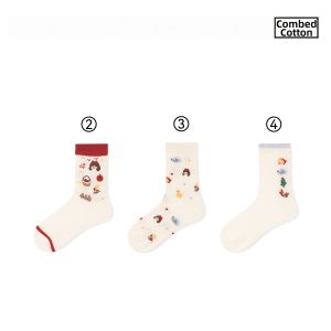 Cute Cartoon Floral Print Middle Tube Socks