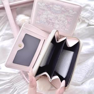 Cute Short Foldable Wallet Card Holder Multi-Slot Girls Purse Document Bag Anti-Magnetic Original Design Flower House Girl