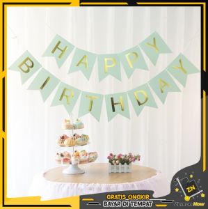 Zaman Now: Banner Dekorasi Ulang Tahun & Bunting Flag Happy Birthday