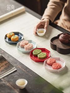 Retro Chinese Ceramics Zen Tea Snack Plate Fine Pastries Fruit Dish Dry Fruits Plate Daily Dining Scene Home Decorative Plate