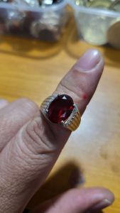 CINCIN PERAK 925 SERAI MERAH PERMATA BATU STONE FOR RING CINCIN HIGH QUALITY GERM STONE