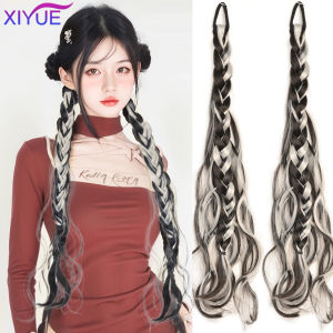 Synthetic messy braid pink blue grey wig braid boxer braid wig women ponytail new Chinese Fried Dough Twists long braid