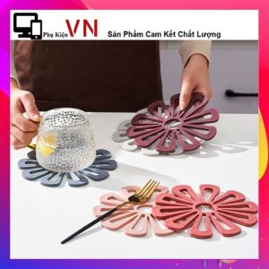 Miếng Lót Nồi Silicon Hình Bông Hoa Siêu Bền Chịu Nhiệt Cao - Đế Gỗ Lót Nồi Xoong Chén Bát Lót Ly Cốc Cách Nhiệt