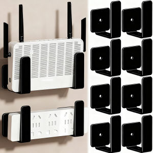 【Xzxinzhan】Giá đỡ ổ điện nhiều lỗ Bộ định tuyến gắn tường 4 chiếc giá đặt wifi không khoan bằng thép carbon Khung giá đỡ tường tiết kiệm không gian đa năng