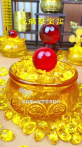 【READY STOCK】Crystal Treasure Bowl Jubao Pan/Wealth-Bringing/Fengshui Living Room Decor/Opening Ceremony Auspicious Gift