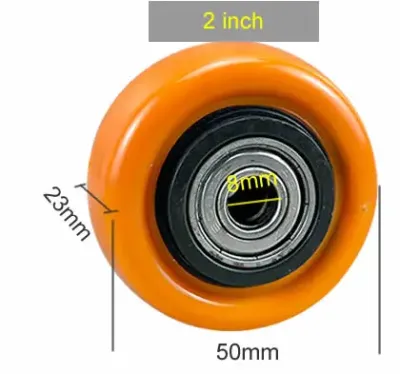 PU Replacement Caster Wheels with Double Bearings Orange Color High Load Capacity Wear Resistance Furniture Wheels