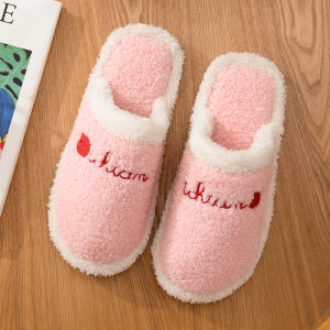 Couple Indoor Cotton Slippers Thick Bottom Home Use Plush Anti-Slip Winter Slippers Men Women Cozy Home Shoes Quiet PVC Bottom