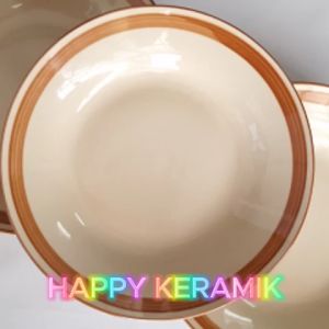 HOMECO [1PCS] Plate Dinner 825 inch 2BAND Collection Piring Makan Keramik Standar 205cm