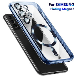 Luxury Wireless Magnetic Plating Cases For Magsafe Case Samsung Galaxy S25 S23 S24 Ultra S21 Fe S22 Lens Protective Cover