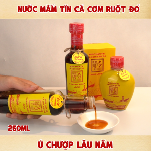 [Hộp 2 chai thuỷ tinh - 60N - 250ml] Nước Mắm Tĩn Cá Cơm Ruột Đỏ truyền thống không chất bảo quản