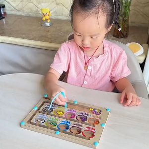Wooden Matching Maze Magnet Board Puzzle Magnetic Board Beads Matching Games for Toddler Magnetic Toy Educational Toy