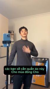 Áo Giữ Nhiệt Nam Cổ 3 Phân Áo Thun Nam Dài Tay Lót Nỉ Cotton Thu Đông Giữ Ấm Dáng Thể Thao