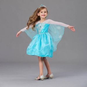 Princess Dress Childrens Costume Frozen Elsa Halloween Girls Dress Soft Polyester Material Autumn Season High Waist Skirt