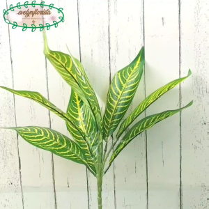 Daun Hias Imitasi Daun Aglonema Motif Zebra List Kuning X9 Hiasan Dinding Rumah Hiasan Cafe Aesthetic