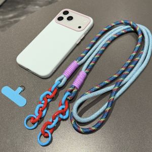 Macaron Strap Case For iPhone 17 Pro Max 18 16 15 14 13 Candy Block Braided Crossbody Lanyard Chain Shockproof Soft TPU Cover