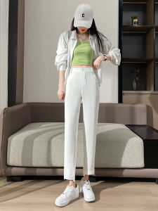 Spring Summer High Waist Nine Points Casual Pants Womens Harlan Fashionable Ageless Smoke Tube Pants Stylish Commute