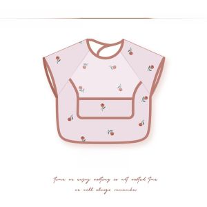 Waterproof Baby Apron Breathable Short Sleeve Eating Apron Child Mealtime Bib Korean Style Polyester Fiber Cartoon Pattern