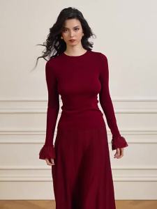 Elegant Waist Accentuating Knitted Sweater Dress Suite