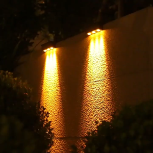 LED Solar Wall Light Outdoor Waterproof Tricolor/RGB Solar Lamp Super Bright Fence Light Intelligent Light Control Auto ON/OFF Wall Washer Light for Balcony Stairs Street Lighting