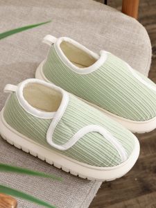 รองเท้าแตะบ้านฤดูใบไม้ร่วง/ฤดูหนาว รองเท้าแตะบ้านแบบมีหัวเข็มขัดแบบมีขนหนา รองเท้าแตะบ้านแบบกันลื่น รองเท้าแตะบ้านแบบเงียบ รองเท้าแตะบ้านแบบมีส้นสำหรับผู้หญิงตั้งครรภ์