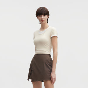 Bananain | Cool Lightweight U-Neck T-Shirt Short Sleeve Womens Top White