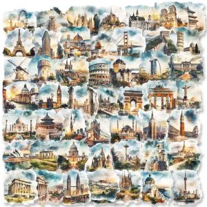 Famous World Architecture Stickers Creative DIY Handmade Materials for Mobile Phones And Computers Decorative Cultural And Creative Waterproof Stickers