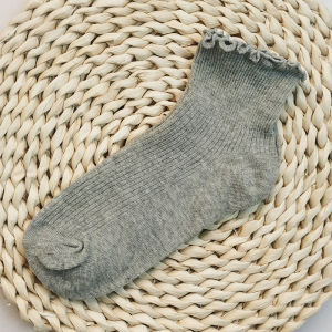 Postpartum Pure Cotton Womens Black Socks Floral Trim Loose Mouth Winter Warm Summer Breathable Moisture Wicking Home Socks