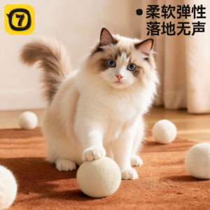 Cat Toy Wool Ball Self Entertaining Stress Reliever Durable Biting Solid Rubber Ball for Cats Interactive Playtime