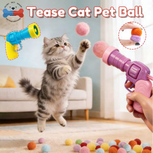 Cat Toy Ball Launcher with Pom Pom Balls Plush Ball Shooting Gun Cute Kitten Kitty Toys