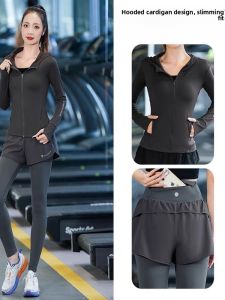 WANGGONGZHU | Quick Dry Fitness Sports Womens Outdoor Running Yoga Set 2025 New Three Piece Slim Fit Elastic Princess Style Long Sleeve