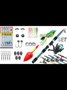 เบ็ดตกปลาครบชุด ชุดเบ็ดตกปลา แบบยืดสไลด์ 5.9ftและรอกตกปลา พร้อมสายเบ็ด คันเบ็ดพร้อมรอกตกปลาและอุปกรณ์ตกปลา50mแบบพกพาคันเบ็ดตกปลา