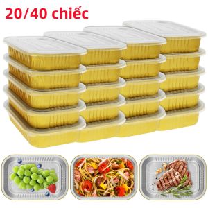 20/40 Chiếc Chảo Làm Bánh Bằng Giấy Nhôm Có Nắp Đậy Hộp Đựng Bánh Mì Mini Hộp Đựng Bánh Muffin Khuôn Làm Bánh Mì - Phụ Kiện Làm Bánh Nhà Bếp